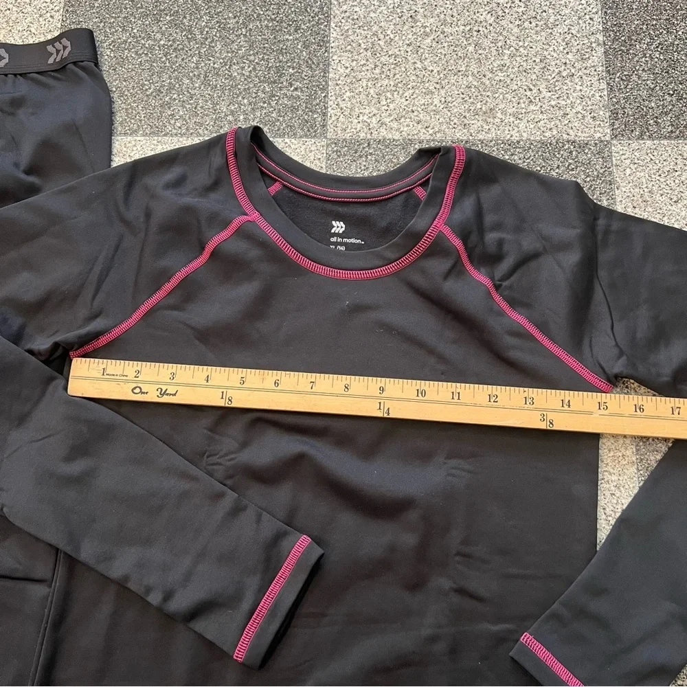 NWOT All in Motion Girls Black 2 pk Thermal Underwear Set- Size XL
